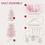 5' Snow Flocked Artificial Pencil Christmas Tree, Slim Xmas Tree With Realistic Branches And Plastic Base Stand For Indoor Decoration, Pink-118034168