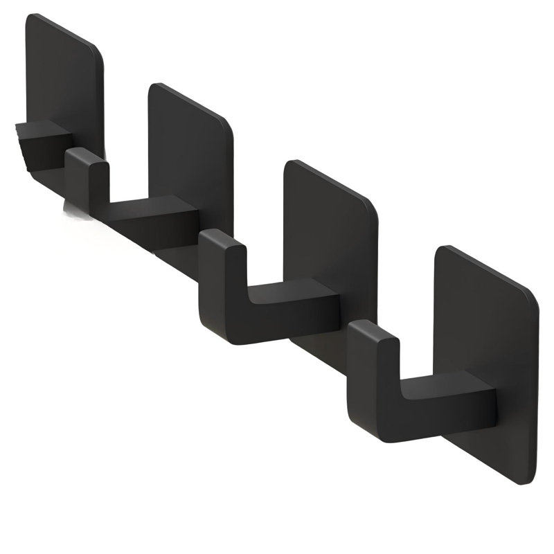 Square Self Adhesive Towel Hooks - 4 Pack Matte Black Metal Hooks