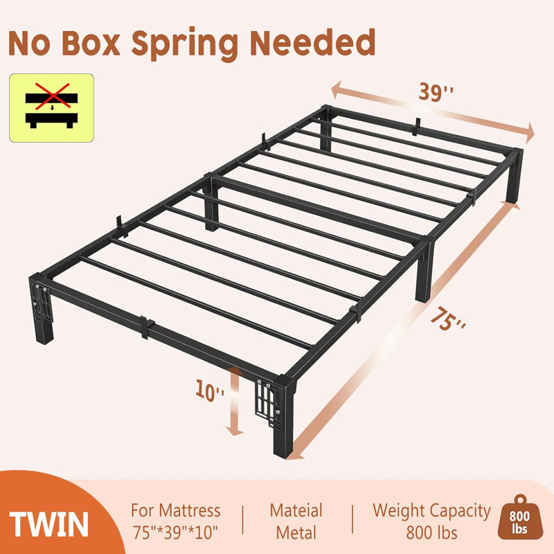 Twin Size/Full Size/Queen/King Size Bed Frame, 6"/8"/14 " High Platform Bed Frame, w/Storage Space, Heavy Duty Steel Slat Support
