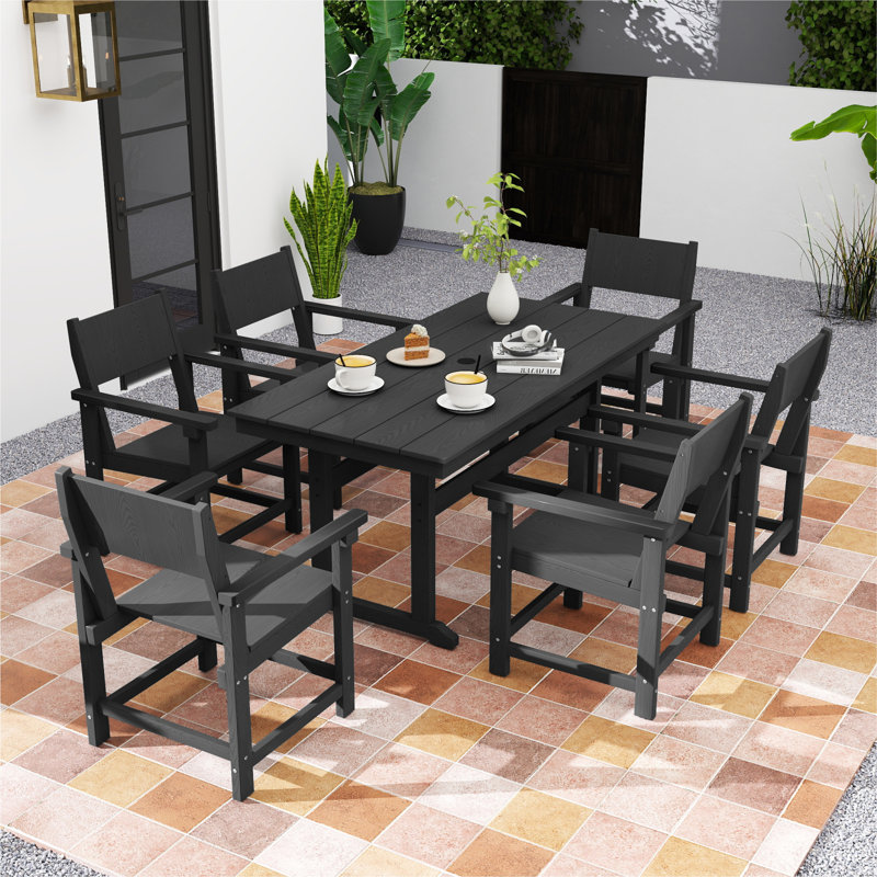 Ensemble repas extérieur pour 6 personnes avec 6 chaises Reata, Noir