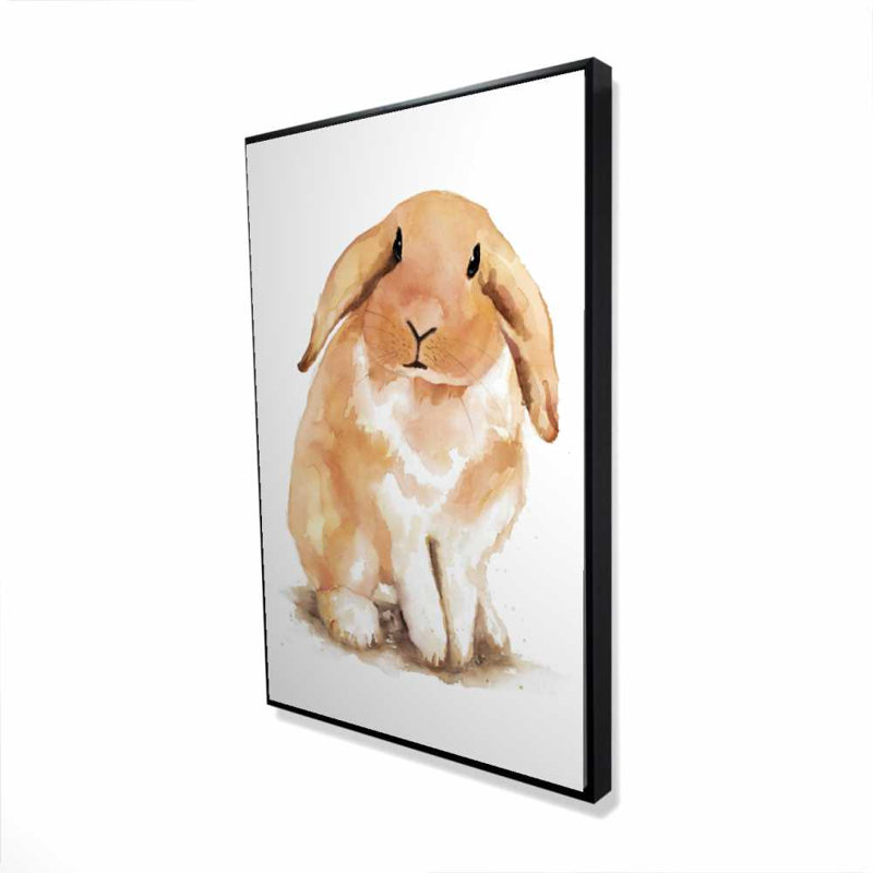 Lop-rabbit - Toile illustrée orange pour décoration intérieure, H 37,25 po x l 25,25 po