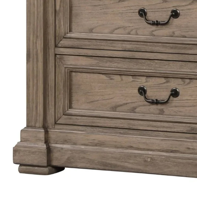 Grande commode à 5 tiroirs Roi, gris vieilli