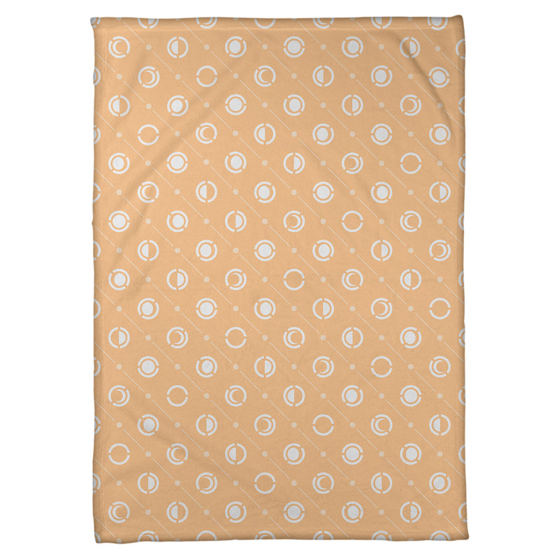 Couverture polaire moon phases, l 50 po x L 60 po, Orange / blanc