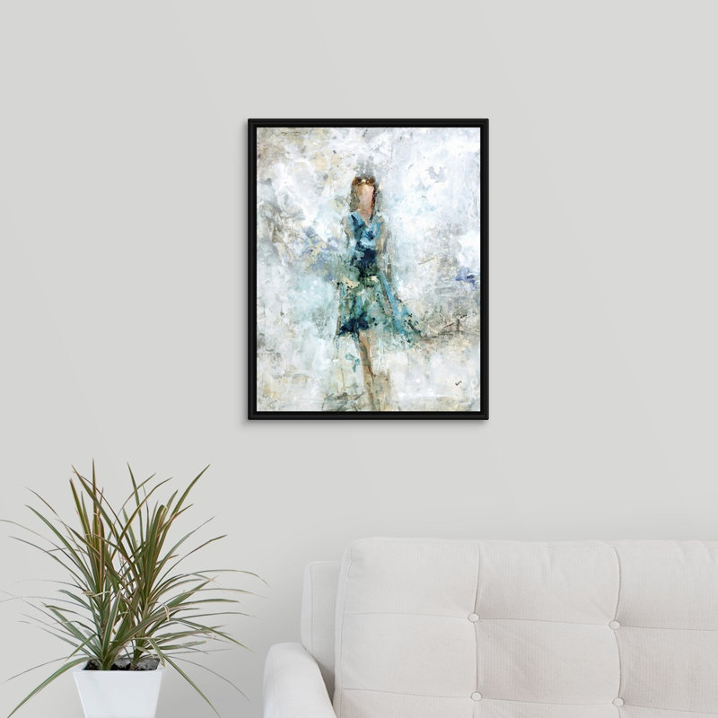 « high mode saison », peinture sur toile, H 21,7 po x l 17,7 po x p 1,75 po, Cadre flottant noir
