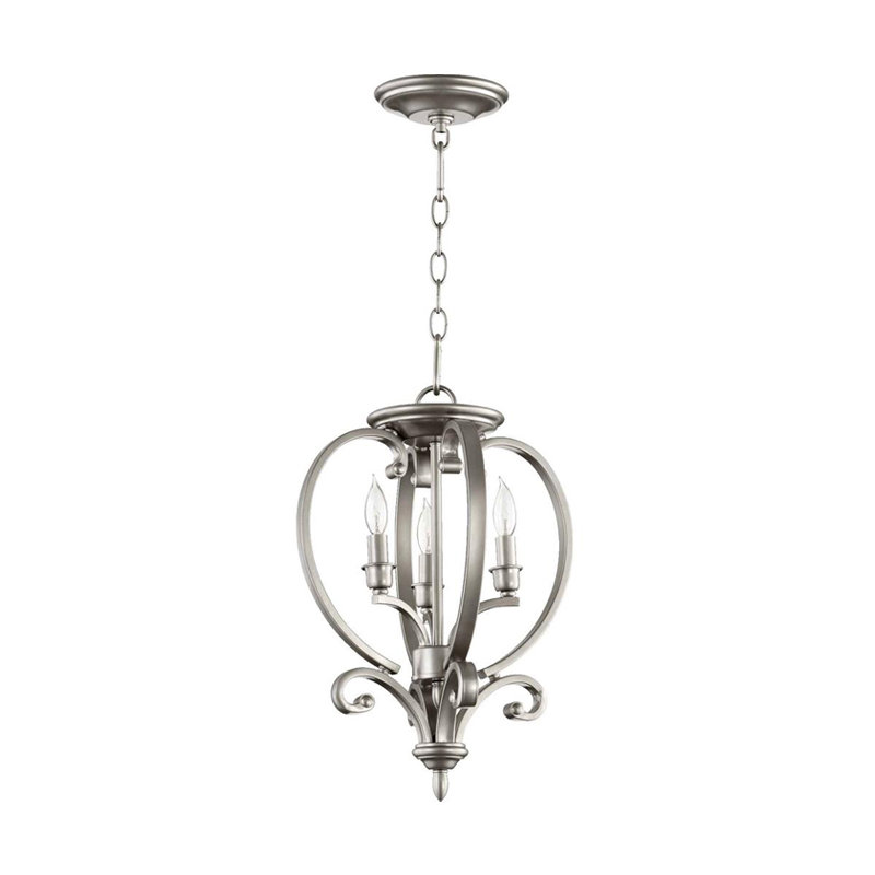 Luminaire suspendu géométrique 3 lumières lanterne Cambron, Bronze huilé