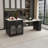 Expandable Kitchen Island With Dining Table, Marble-Grain Countertop With Power Outlet, Mobile Storage Cart With Cabinet & 2 Drawers, Kitchen Prep Table-1058241375