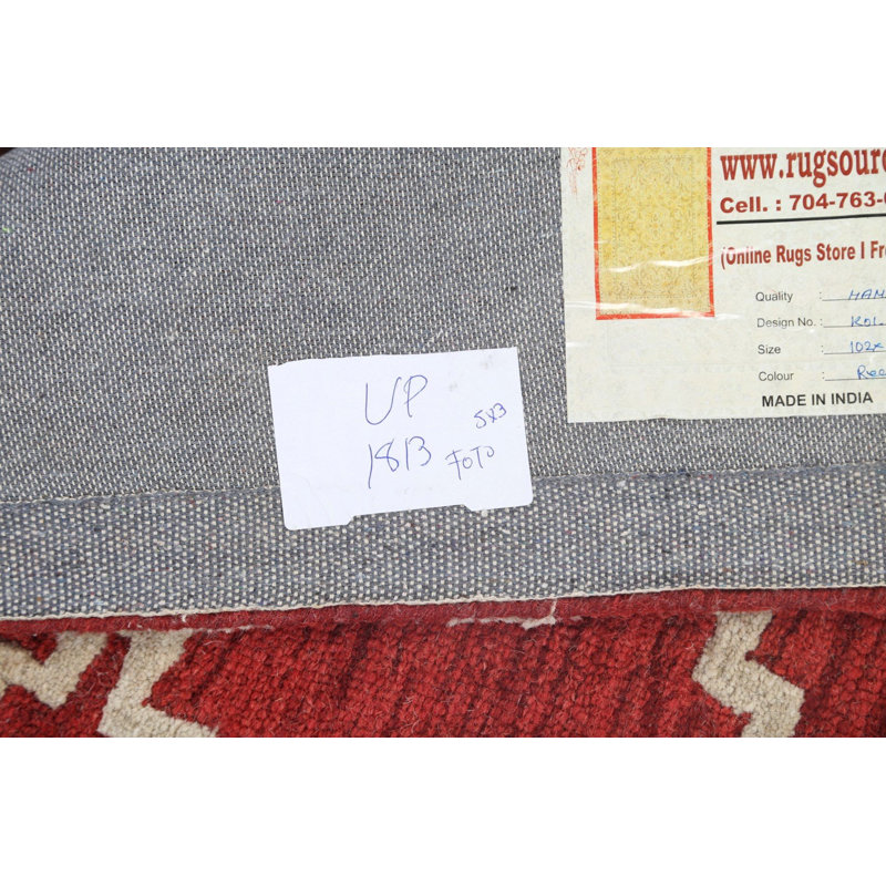Geometric Handmade Tufted Wool Red/Beige Area Rug