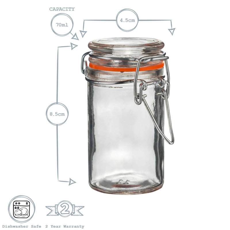 Argon Tableware - Glass Storage Jars with Labels - 70ml Seal, White/Clear