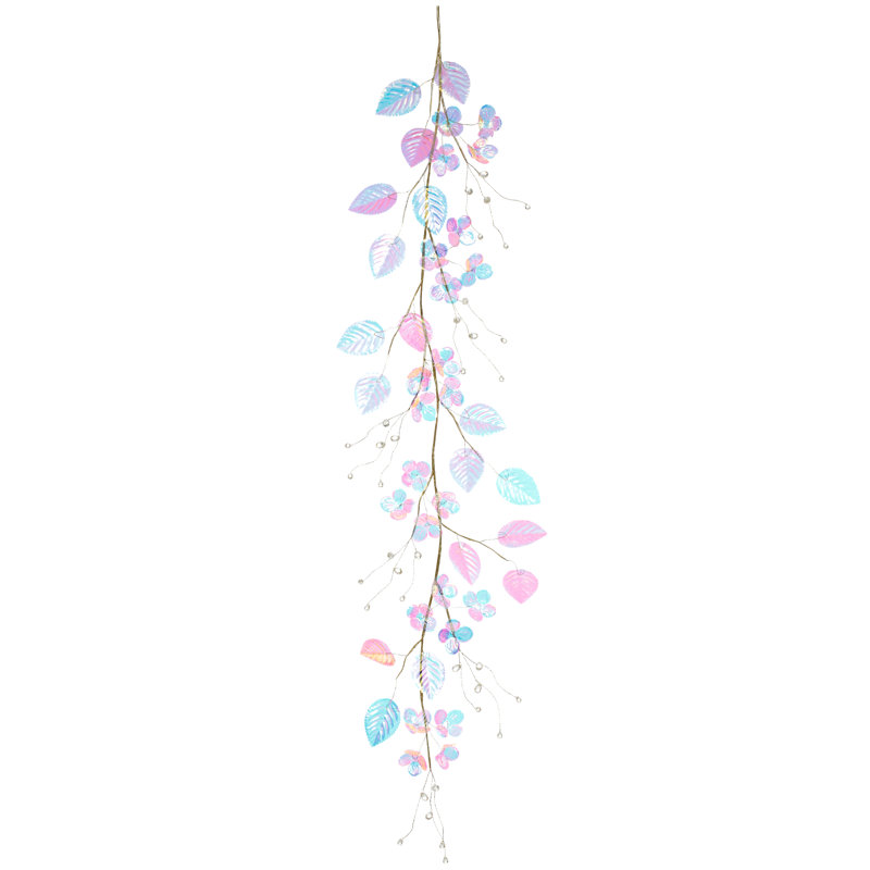 Icy Metallic Leaf Garland - 4 Feet Set Of 6