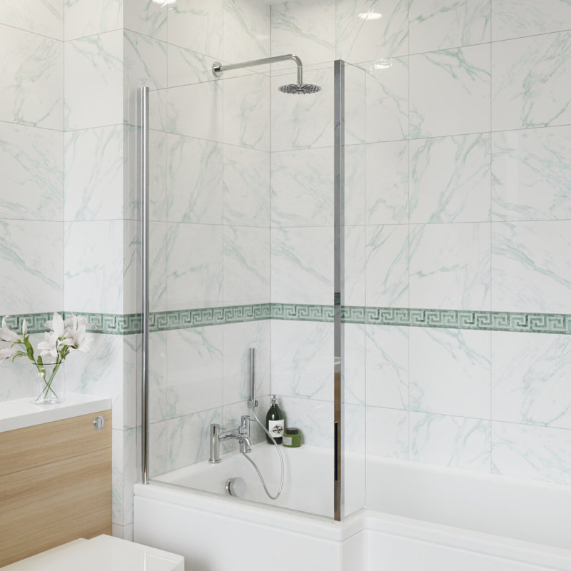 Peringer 1400mm H Pivot Semi-Frameless Bath Screen with Clear Glass