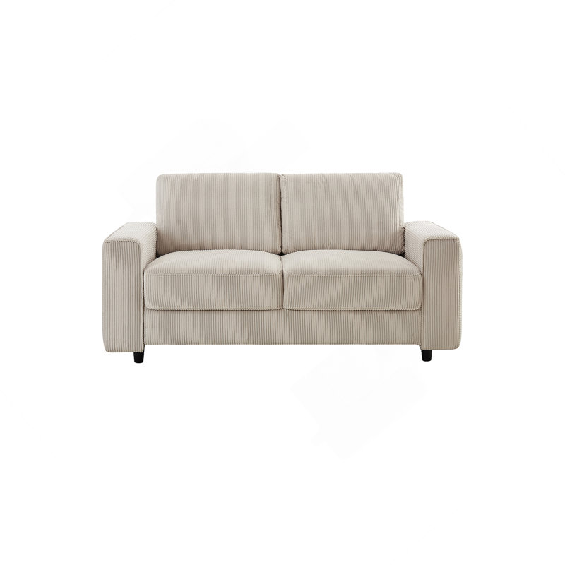Ensemble de canapé modulaire moderne en velours côtelé minimaliste, beige, doux et confortable pour un usage quotidien