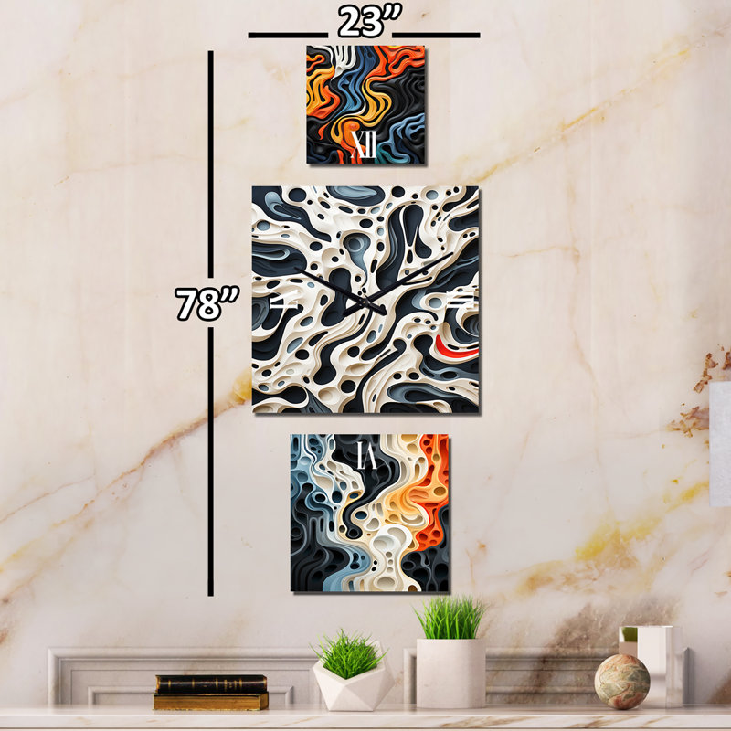 Jeiri - Horloge moderne à formes abstraites à multiples panneaux pour décor de salon