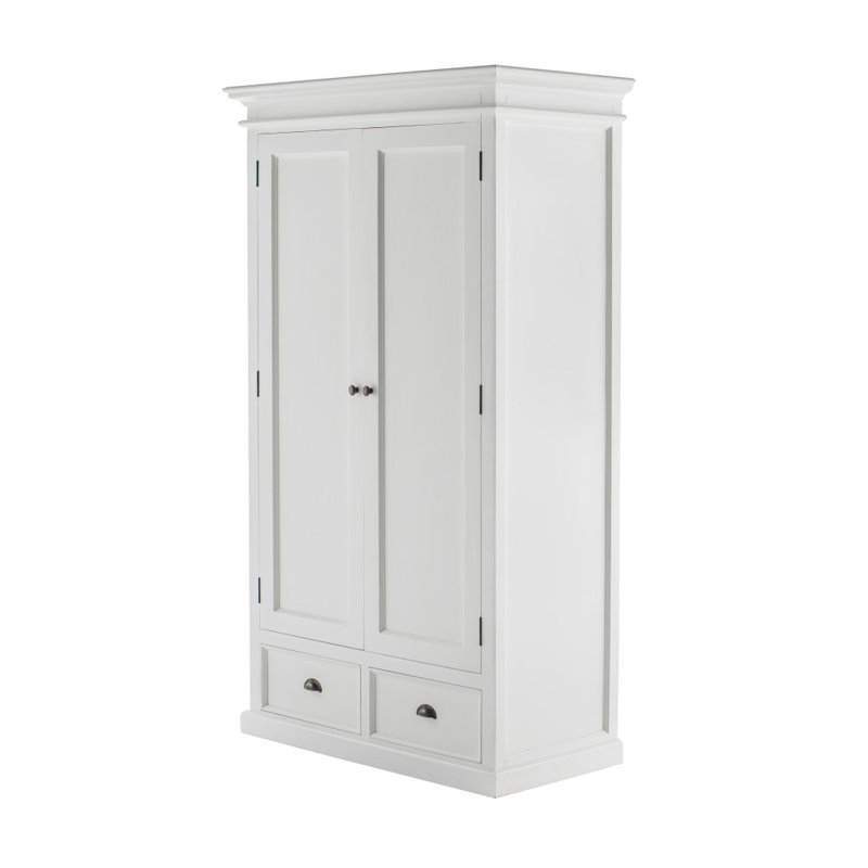 43" Off White Solid Wood Two Drawer