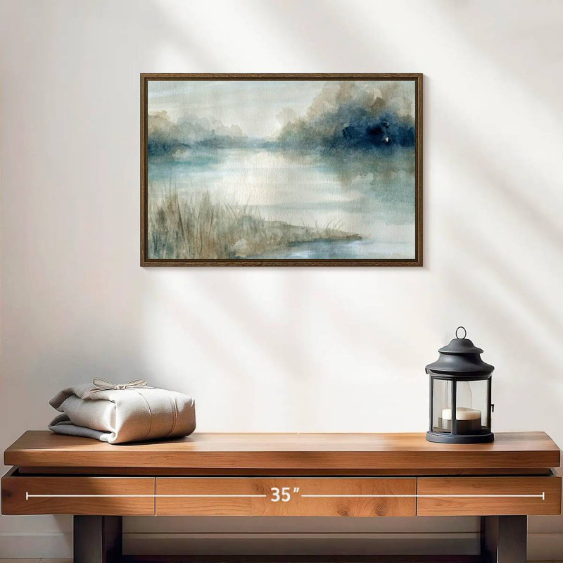 Still Still Waters, 19 po x 13 po, Cadre flottant noyer