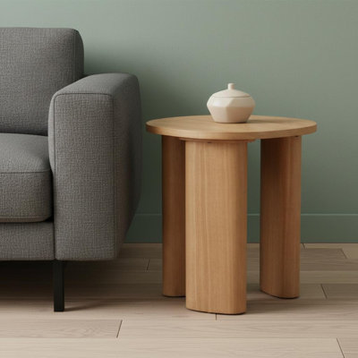 Table de bout ovale en bois naturel 24 po