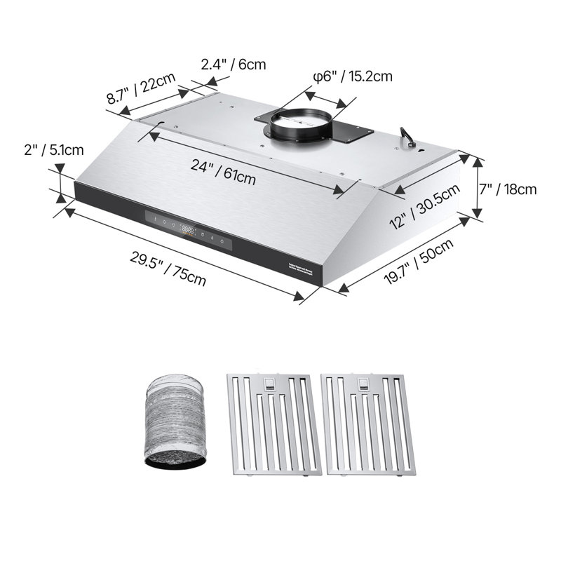 Hotte sous un meuble 30 "avec hotte de cuisine 900 CFM et contrôle tactile