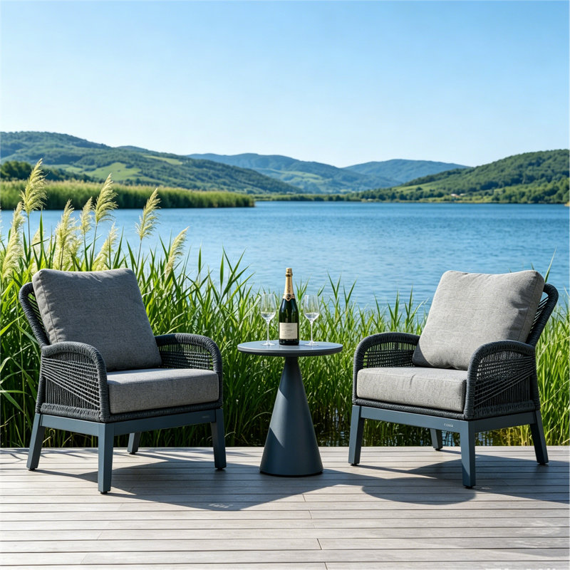 Chaise de patio en osier toutes saisons avec coussins
