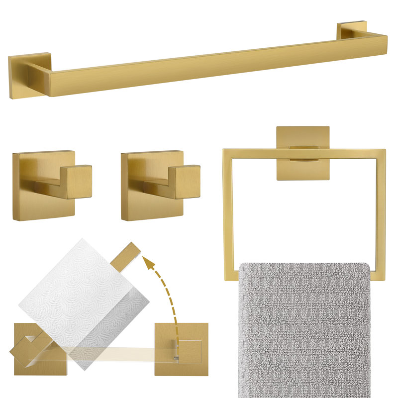 5-piece Bathroom Hardware Set, Brushed Gold