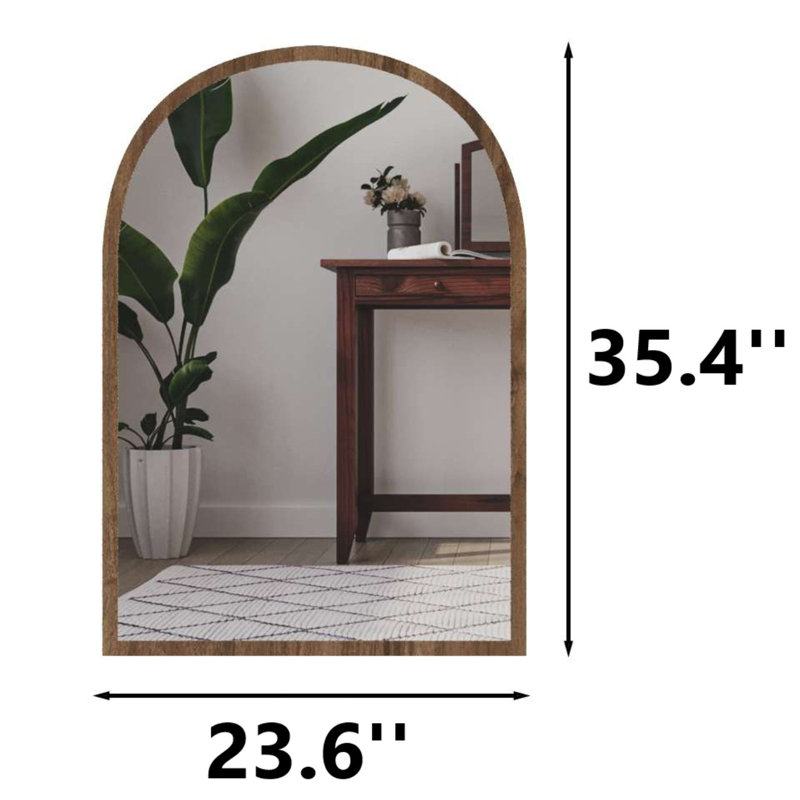Miroir arqué 100% bois aggloméré, Noyer