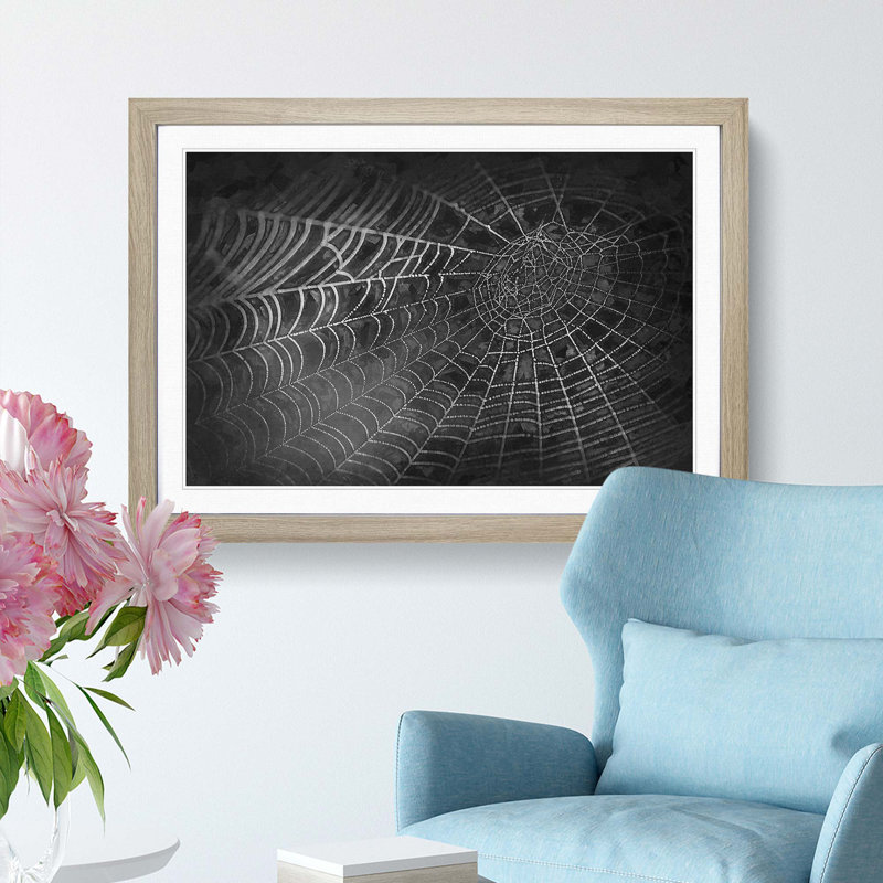 Spiders Cobweb in Abstract - Framed Print, 48cm H x 65cm W x 2cm D, Oak Framed
