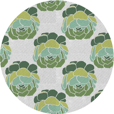 Tapis vert à motif floral