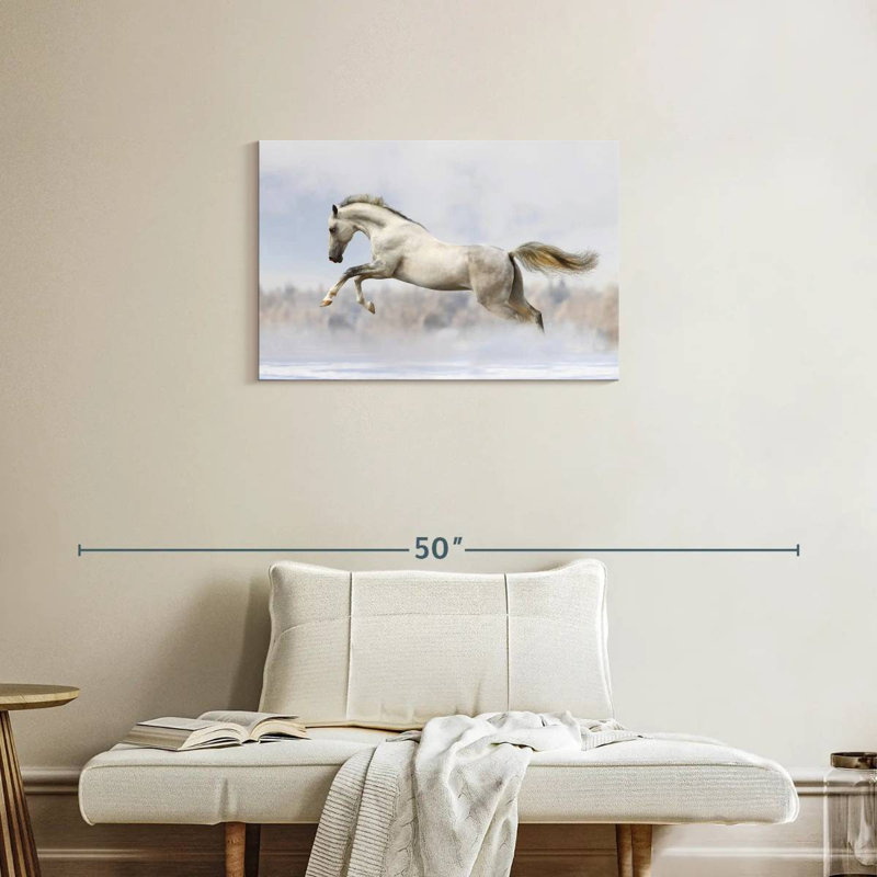 Brampt sautant étalon blanc, H 20 po x l 30 po