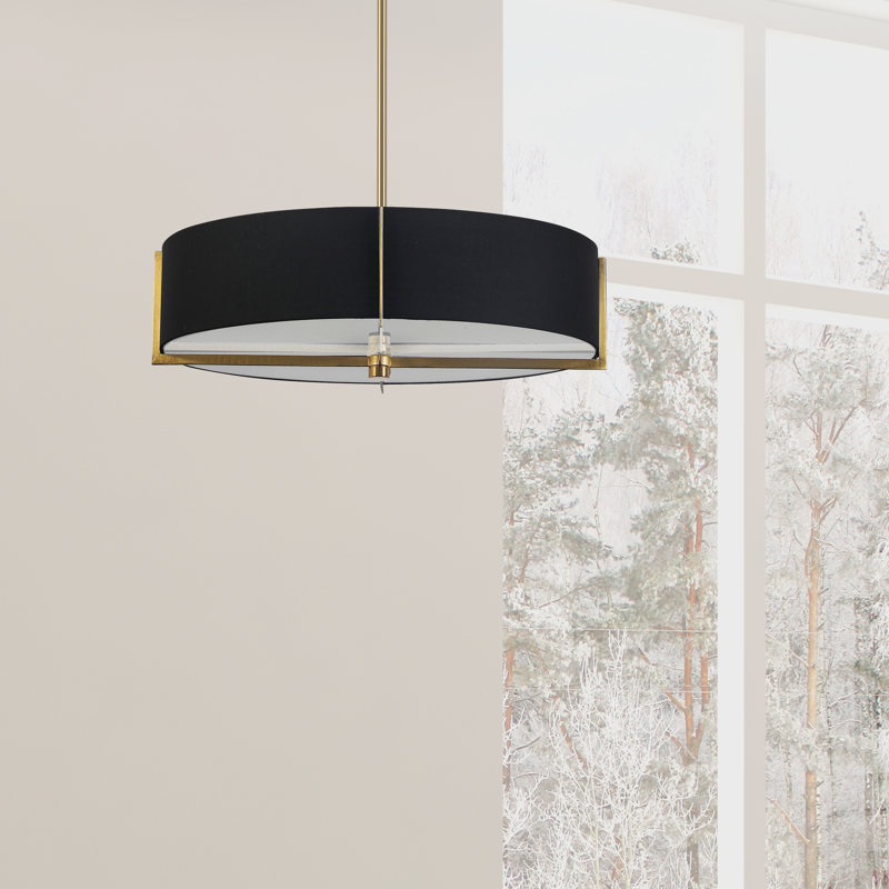 Preston 4 Light Incandescent Pendant, Aged Brass, Black