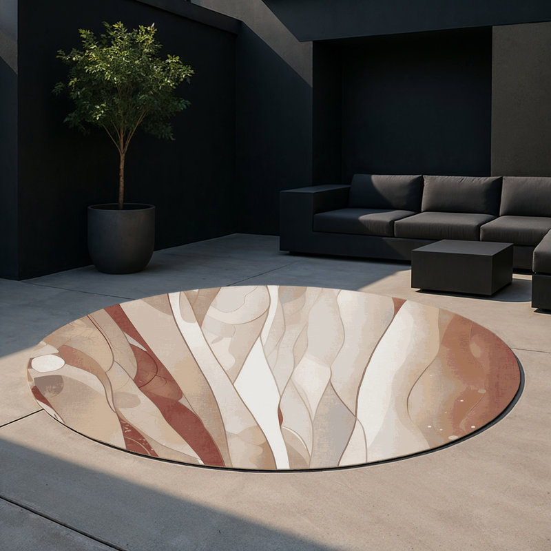 Tapis intérieur et extérieur Gilded Ripple, Rond 5 pi
