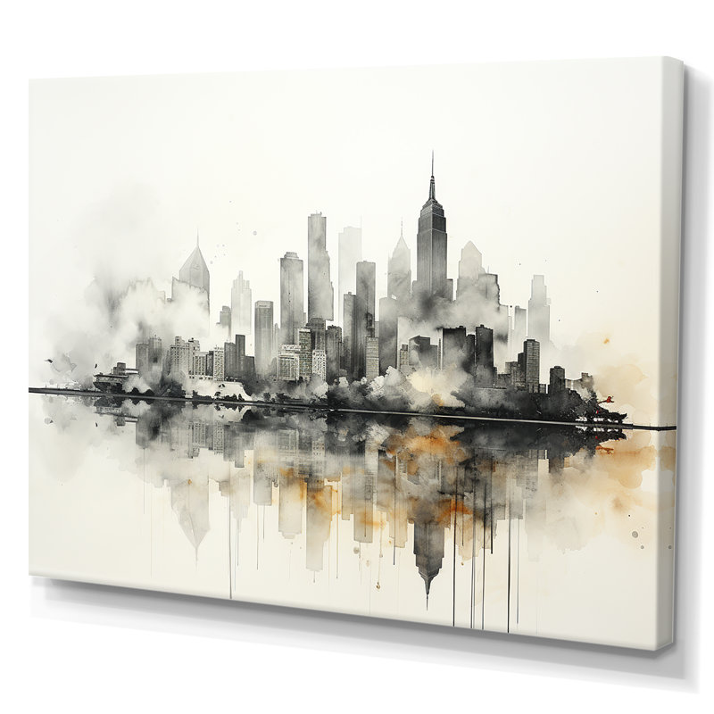 Onyx Outline Sckycraper, impression sur toile, Toile tendue, H 12 po x l 20 po