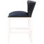 Similicuir bleu foncé, bois blanc, tabouret de comptoir, siège à ressorts à arc, garniture cloutée à la main en laiton antique, dimensions de l'assise, dossier profilé, bois massif, dossier
