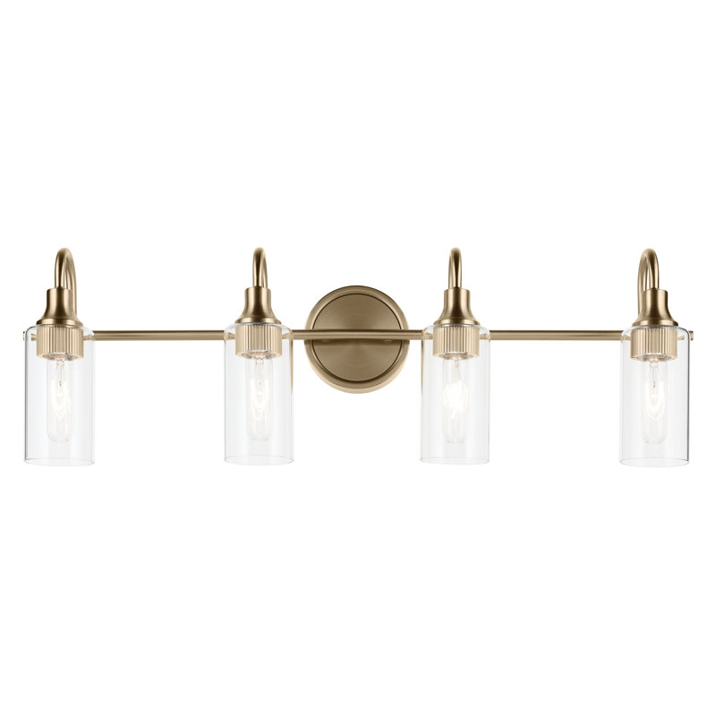 Éclairage pour salle de bain 4 lumières 31,5 po avec verre transparent 31,5 po, Bronze