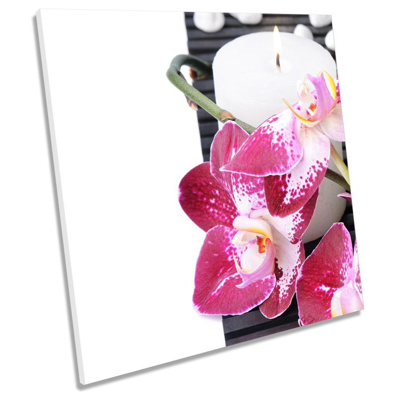 Z0443 Flower Spa Candle Zen - Wrapped Canvas Print, 60cm H x 60cm W x 2cm D