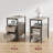 Side Table With Charging Station, Narrow End Table With 2 Drawers, Slim Nightstand, Greige And Black-1360289254