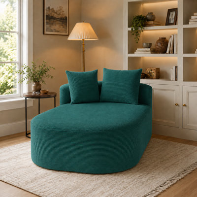 Méridienne rembourrée en velours côtelé 67 po, fauteuil à siège profond 67 po pour salon, vert