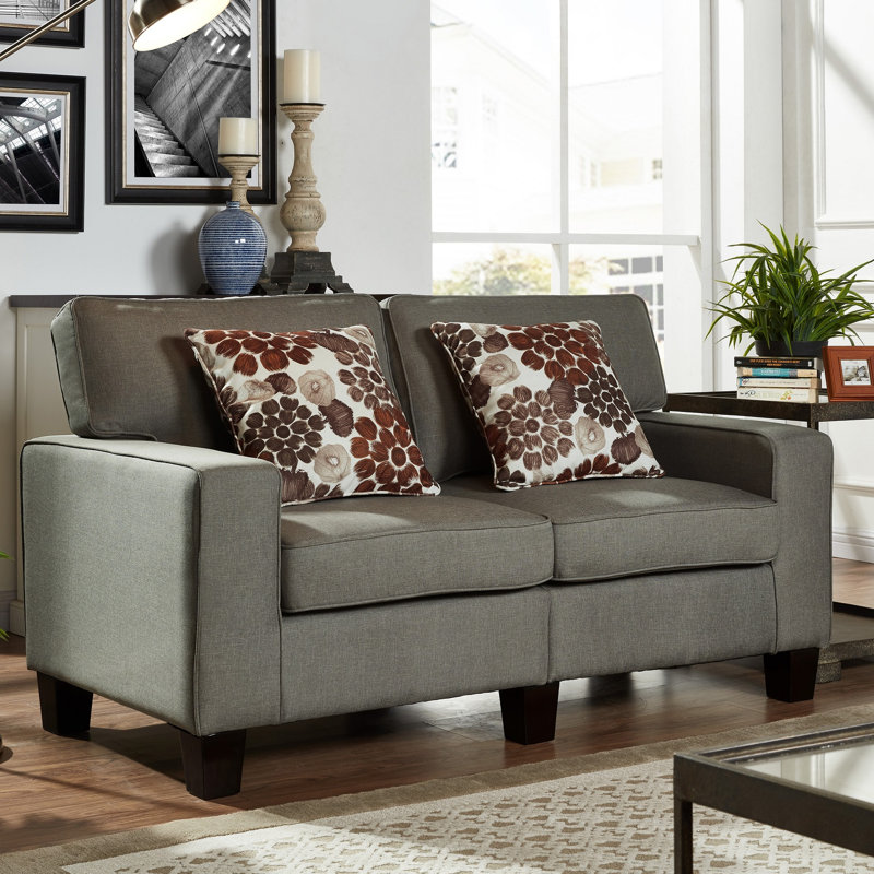 Belvidera 61" Linen Square Arm Loveseat, Light Brown