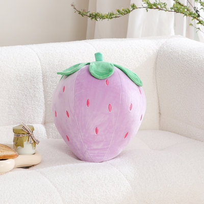 Velvet Strawberry Decorative Pillow for Sofa Decor (15"x10")