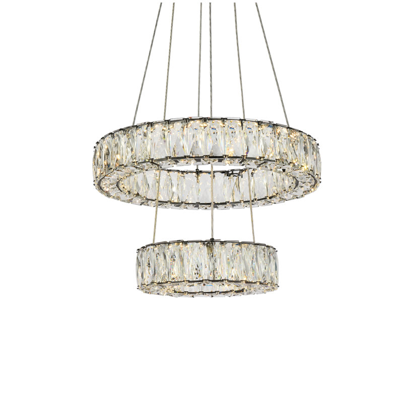 Lustre ovale en cristal 2 lumières Steveson, H 12 po x l 18 po x P 18 po, Noir