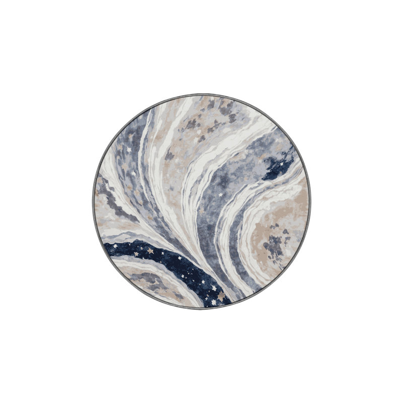 Tapis gris soyeux et moelleux, Rond 7 pi