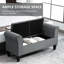 Banc rembourré capitonné à boutons avec accoudoirs roulés pour le salon ou le couloir, gris