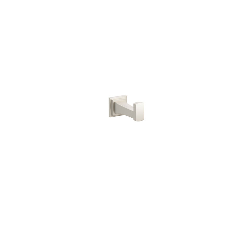Emtek Transitional Flared Single Robe Hook w/ Step Square Rosette, Satin Nickel