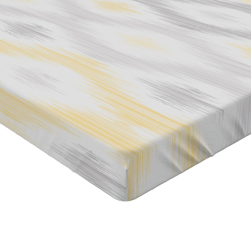 Drap-housse ambesonne 2 pièces Chaine abstraite gris pâle et jaune, Ensemble de draps pour grand lit