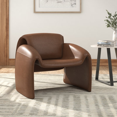 Gainsborough Round Arm Accent Chair - Brown Vegan Leather