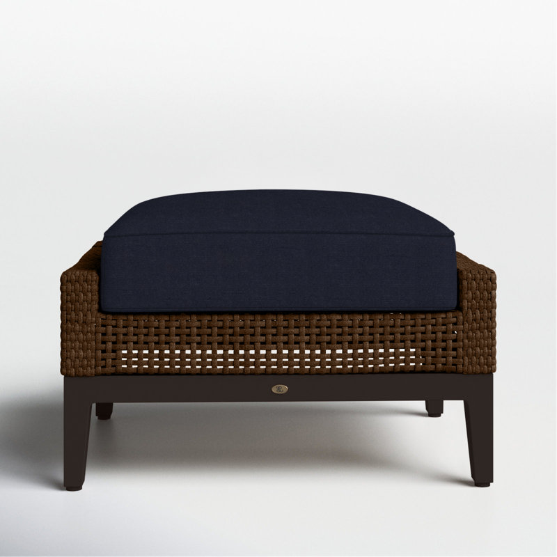 Repose-pieds péninsule tissé - acajou / châtaignier, Welt + bourre standard, Lin marine, Acajou / châtaignier