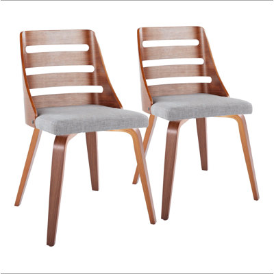 Chaise de salle à manger / d'appoint Mid-Century moderne en bois de noyer avec tissu - ensemble de 2