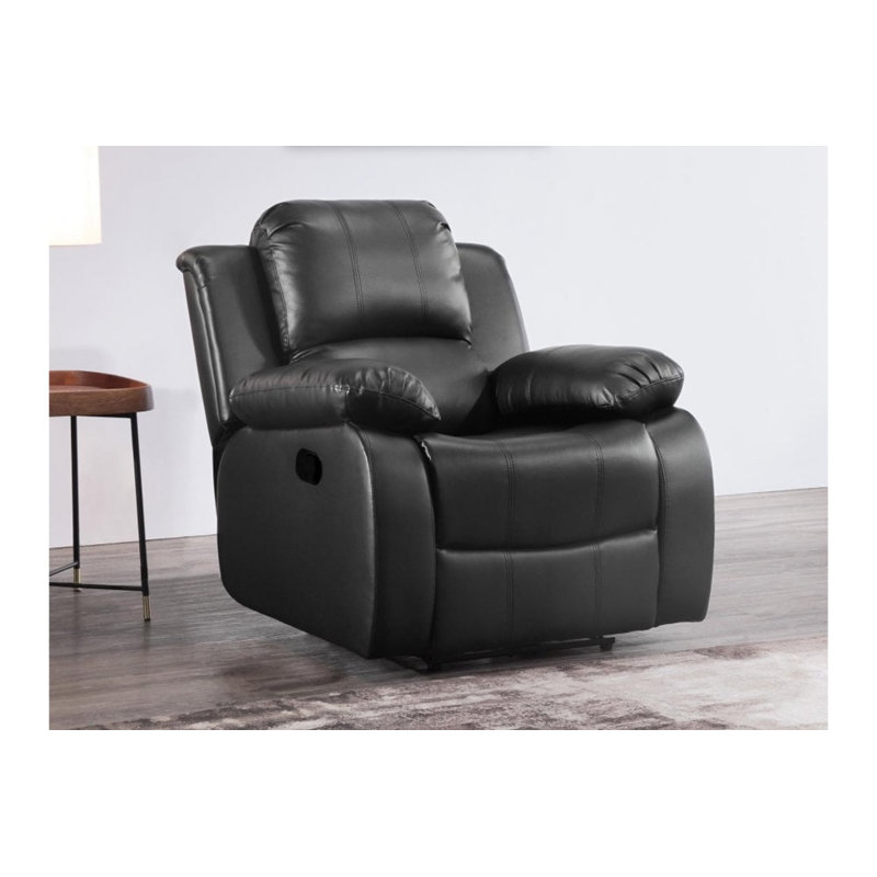 Arberie 102cm Wide Leather Match Standard Recliner, Black