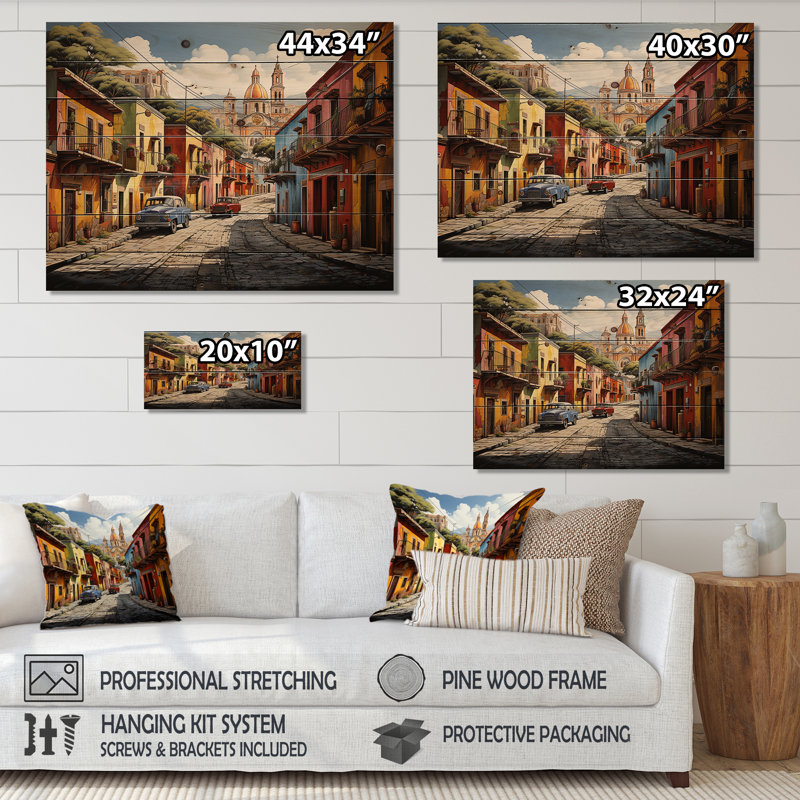 Helbonna - Paysages, décoration murale sur bois de pin naturel, H 34 po x l 44 po