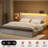 Livia King Bed with 4 Drawers & Storage Headboard, Adjustable LED Light and Charging Station, No Box Spring Needed, White-1921350642-1913473744