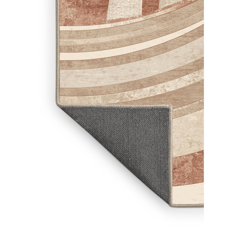 Soft Plush Fairborn Singapore Marina Bay Sleek & Chic Modern Arc Area Rug in Beige – Beige Binding, 4x6