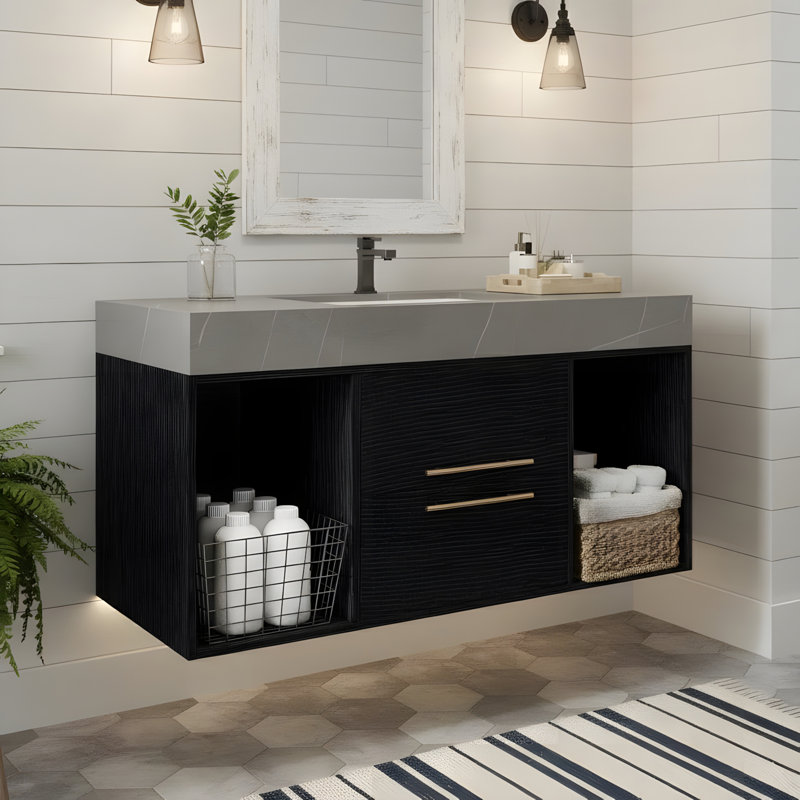 Meuble-lavabo flottant Modern, 40", Gris