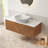 Ruben 48" Bathroom Vanity&sink, Floating Plywood Storage Cabinet, Twill Double Doors With Metal Trim, Marble Pattern Ceramic Vessel Basin&carrara White Sintered Stone Top, Corolla Oak Woodgrain Color